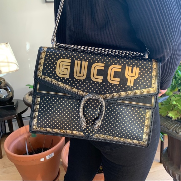 Gucci Dionysus Sega Moon Stars Shoulder Bag in Black with hand painted gold leaf - Picture 16 of 16